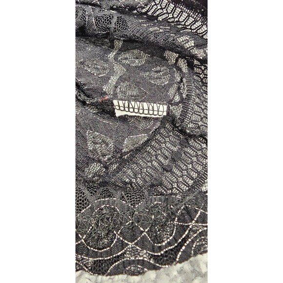 Sheer Lace Micro Mini Dress Y2K 90s Fairy Grunge Goth Glam Metallic Black Size M - Picture 9 of 13